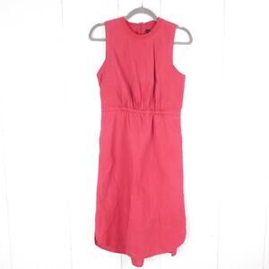 Madewell Dress Womens SZ 2 Cotton Lakeshore Midi Poplin Gathered Waist Casual